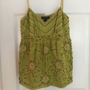 Ideology Women’s Small Beaded Green Chartreuse Camisole Top